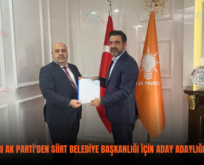 KAMİL APARI AK PARTİ’DEN SİİRT BELEDİYE BAŞKANLIĞI İÇİN ADAY ADAYLIĞI BAŞVURUSU YAPTI