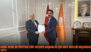 KAMİL APARI AK PARTİ’DEN SİİRT BELEDİYE BAŞKANLIĞI İÇİN ADAY ADAYLIĞI BAŞVURUSU YAPTI