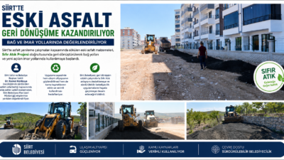 Siirt'te asfalt yenileme çalışmaları sırasında sökülen eski asfalt malzemeleri, geri