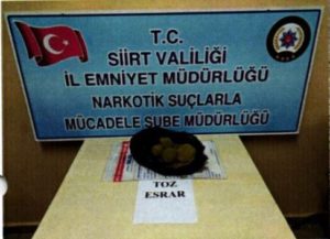 Siirt İl Emniyet Müdürlüğü’ne bağlı Narkotik Suçlarla Mücadele Şube Müdürlüğü
