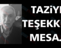 AÇIKGÖZ AİLESİNDEN TAZİYE TEŞEKKÜR MESAJI