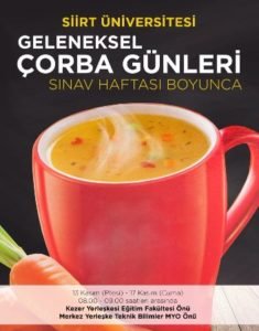 Siirt Üniversitesi Geleneksel Çorba Günleri Başlıyor. Siirt Üniversitesi (S.Ü.) Sınav