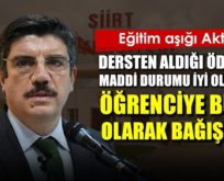 EĞİTİM AŞIĞI AKTAY, DERSTEN ALDIĞI ÖDENEĞİ MADDİ DURUMU İYİ OLMAYAN ÖĞRENCİYE BURS OLARAK BAĞIŞLADI