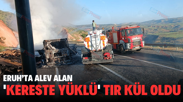 ERUH’TA ALEV ALAN KERESTE YÜKLÜ TIR KÜL OLDU