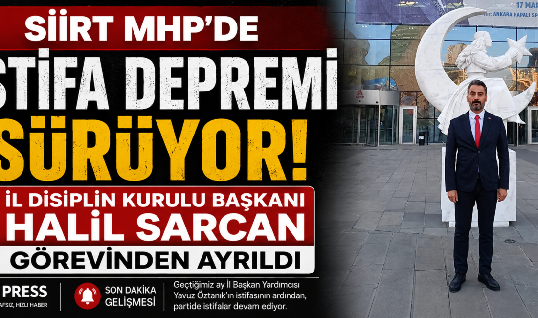 Siirt'te Milliyetçi Hareket Partisi (MHP) teşkilatında istifalar sürüyor. Geçtiğimiz ay