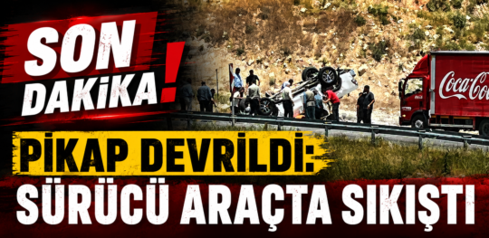 Siirt'te meydana gelen trafik kazasında bir pikap devrildi, sürücü araç