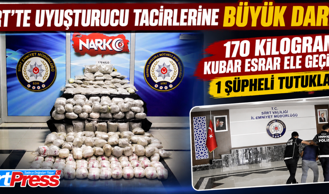 Siirt’te uyuşturucu madde ticareti ve kullanımının önlenmesine yönelik düzenlenen operasyonda