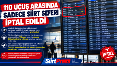 İstanbul Siirt seferini gerçekleştirmesi planlanan saat 08.10 uçağı, olumsuz hava