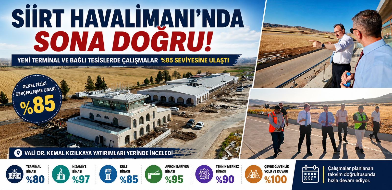 Siirt Havalimanı'nda yapımı devam eden yeni terminal binası ve bağlı