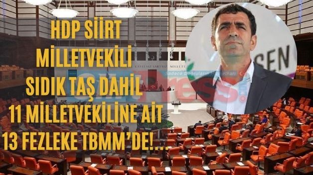 HDP Siirt Milletvekili Sıdık Taş Dahil 11 Milletvekiline Ait 13 Fezleke TBMM’de!…