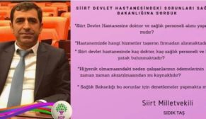 SİİRT DEVLET HASTANESİ İLE İLGİLİ TBMM’YE SORU ÖNERGESİ