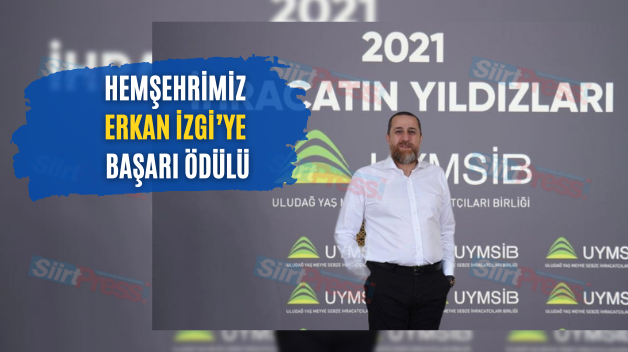 Hemşehrimiz Erkan İzgi’ye Başarı Ödülü