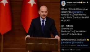 BAKAN SOYLU: SİİRT’TE 5 TERÖRİST ÖLÜ ELE GEÇİRİLDİ