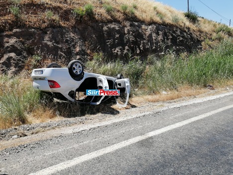 IĞDIR’DAN SİİRT’E GELEN OTOMOBİL BAYKAN’DA TAKLA ATTI