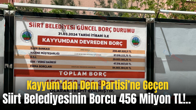 Kayyum’dan Dem Partisi’ne Geçen Siirt Belediyesinin Borcu 456 Milyon TL!..