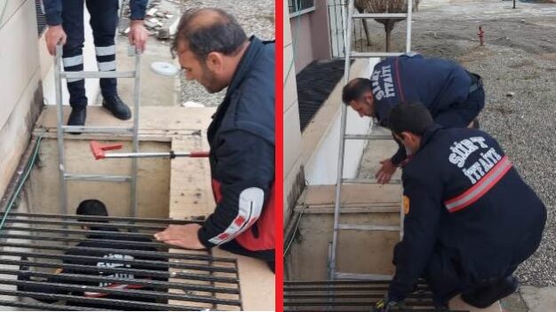 Siirt Üniversitesi Erkek öğrenci yurdunda kazan dairesinin havalandırma boşluğunda sıkışan