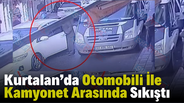 Kurtalan’da Otomobili İle Kamyonet Arasında Sıkıştı