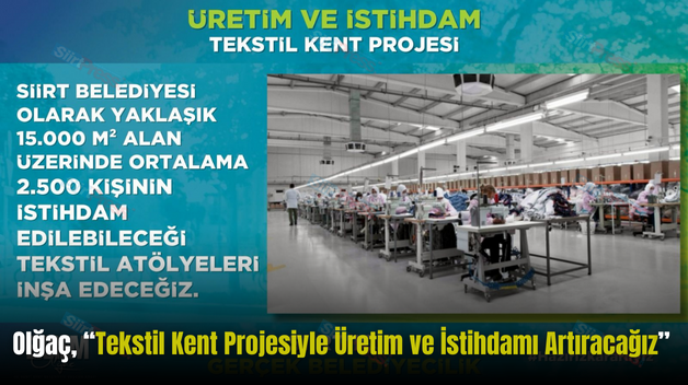 Olğaç, “Tekstil Kent Projesiyle Üretim ve İstihdamı Artıracağız”