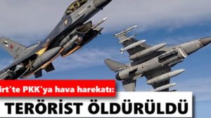 Siirt’in Baykan ilçesinde tespiti edilen terör örgütü PKK’ya hava harekâtı