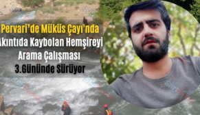 Pervari’de Müküs Çayı’nda Akıntıda Kaybolan Hemşireyi Arama Çalışması 3.Gününde Sürüyor