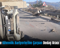 Pervari’de Güvenlik Bariyerlerine Çarpan Dedaş Aracı Takla Attı