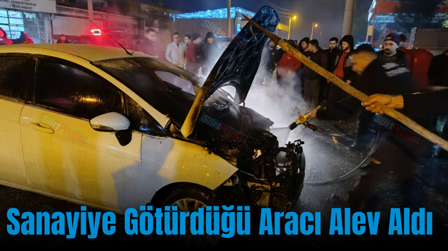 Sanayiye Götürdüğü Aracı Alev Aldı