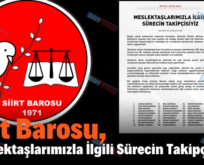 Siirt Barosu, “Meslektaşlarımızla İlgili Sürecin Takipçisiyiz”