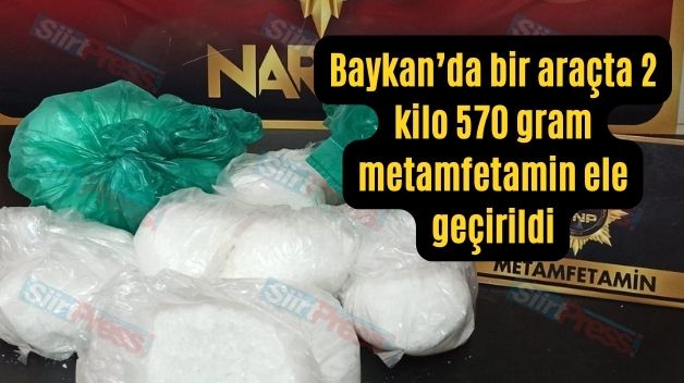 Baykan’da Bir Araçta 2 Kilo 570 Gram Metamfetamin Ele Geçirildi