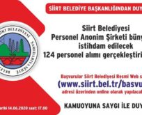 SİİRT BELEDİYESİ 124 PERSONEL ALIMI İÇİN İLANA ÇIKTI..