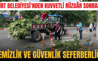 SİİRT BELEDİYESİ’NDEN KUVVETLİ RÜZGÂR SONRASI TEMİZLİK VE GÜVENLİK SEFERBERLİĞİ
