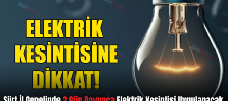 Siirt İl Genelinde 2 Gün Boyunca Elektrik Kesintisi Uygulanacak