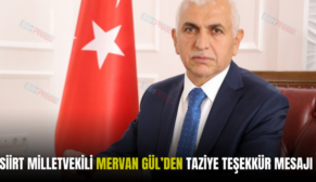 SİİRT MİLLETVEKİLİ MERVAN GÜL’DEN TAZİYE TEŞEKKÜR MESAJI