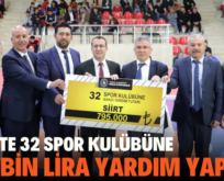 SİİRT’TE 32 SPOR KULÜBÜNE 795 BİN LİRA YARDIM YAPILDI