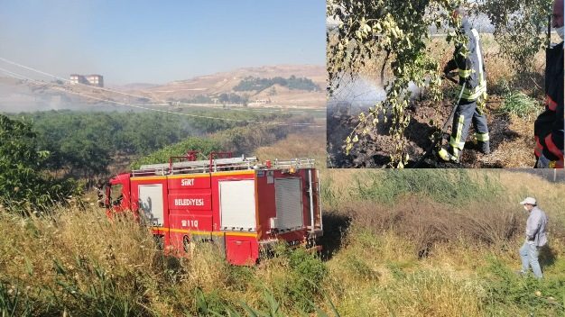 Siirt’in iki farklı bölgesinde aynı anda çıkan arazi yangınlarına Siirt