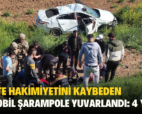 SİİRT’TE HAKİMİYETİNİ KAYBEDEN OTOMOBİL ŞARAMPOLE YUVARLANDI: 4 YARALI