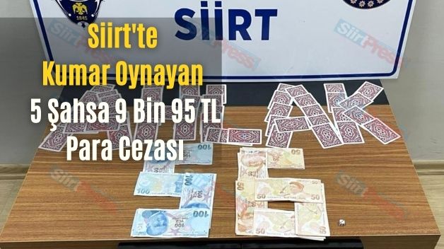 Siirt’te Kumar Oynayan 5 Şahsa 9 Bin 95 TL Para Cezası