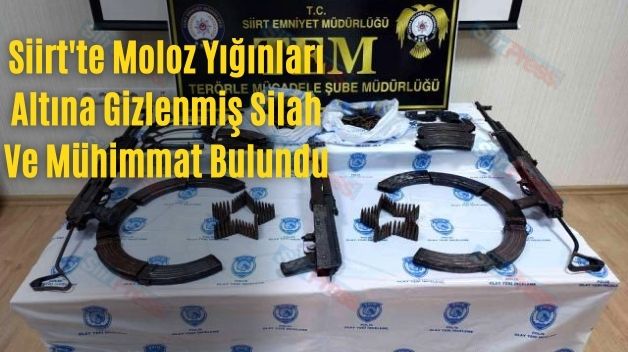 Siirt’te Moloz Yığınları Altına Gizlenmiş Silah Ve Mühimmat Bulundu