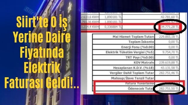 Siirt’te O İş Yerine Daire Fiyatında Elektrik Faturası Geldi!..