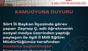 SİİRT’TE ÖĞRENCİLERİNE ‘KÜÇÜK HEWALLER’ DİYEN ÖĞRETMENE SORUŞTURMA