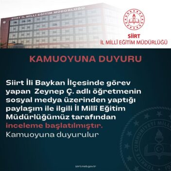 Siirt’in Baykan ilçesi Baykan Anadolu Lisesi’nde görevli, Zeynep Ç.’nin sosyal