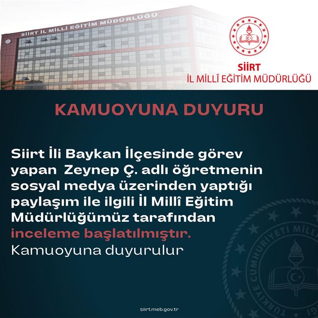 SİİRT’TE ÖĞRENCİLERİNE ‘KÜÇÜK HEWALLER’ DİYEN ÖĞRETMENE SORUŞTURMA