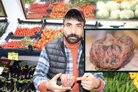 Siirt’te bir manavın tezgâhında satılan Şavandar pancarının üzerinde Arapça ‘Allah’