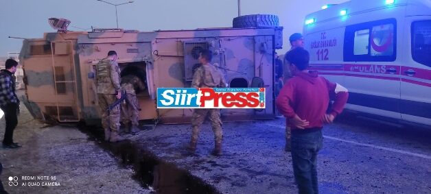 Siirt’te seyir halinde iken sürücüsünün direksiyon hakimiyetini kaybeden askeri araç