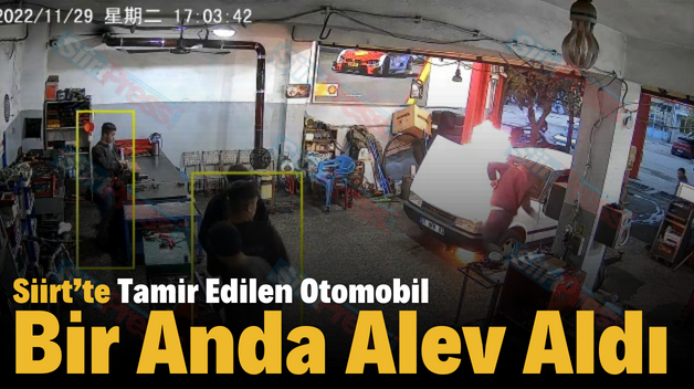 Siirt’te Tamir Edilen Otomobil Bir Anda Alev Aldı