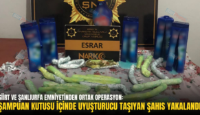 SİİRT VE ŞANLIURFA EMNİYETİNDEN ORTAK OPERASYON: ŞAMPUAN KUTUSU İÇİNDE UYUŞTURUCU TAŞIYAN ŞAHIS YAKALANDI