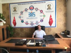 Siirt Büro Memur-Sen’de düzenlenen başkanlık seçiminde Sabahattin Erbey Şube Başkanlığına