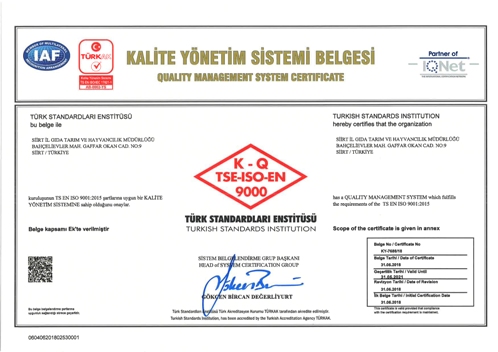 SİİRT TARIM MÜDÜRLÜĞÜ’NE KALİTE YÖNETİM SİSTEMİ BELGESİ