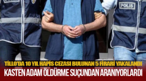 Siirt’te 10 yıl hapis cezası bulunan 5 kişi Tillo ilçesinde yakalandı. Valilikten