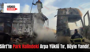 Siirt’te Park Halindeki Arpa Yüklü Tır, Böyle Yandı!..