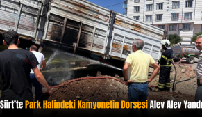 Siirt’te Park Halindeki Kamyonetin Dorsesi Alev Alev Yandı